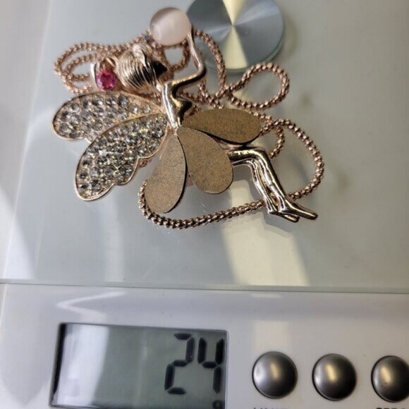 Fairy With Crystal Wings Pendant Necklace - Picture 10 of 10